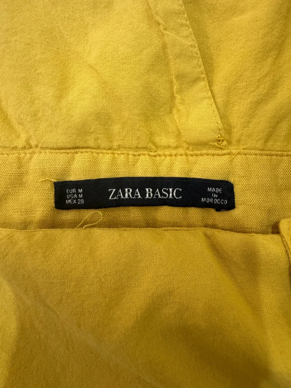 Zara Mustard Yellow Linen Blend Wide Leg Overalls Jumpsuit Sz M